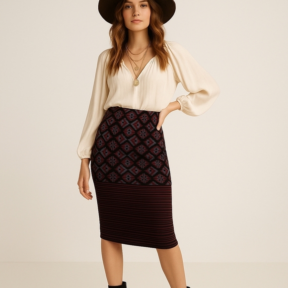 LuLaRoe Aztec Graphic Print Pencil Skirt | Size S - Picture 1 of 5